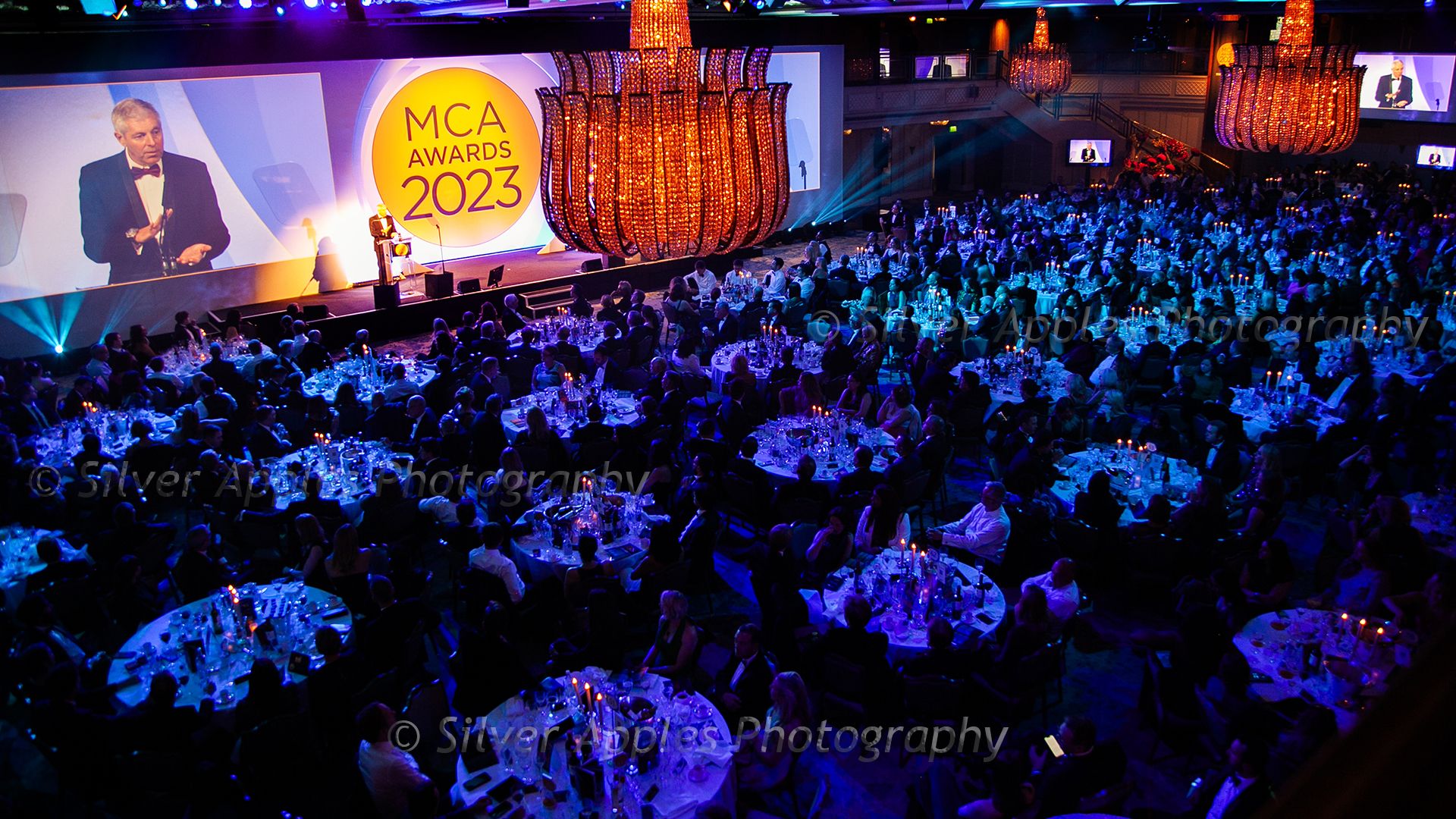 MCA annual awards, The Great Room, Grosvenor House Hotel, London. Corporate event photographer Jenny Aston